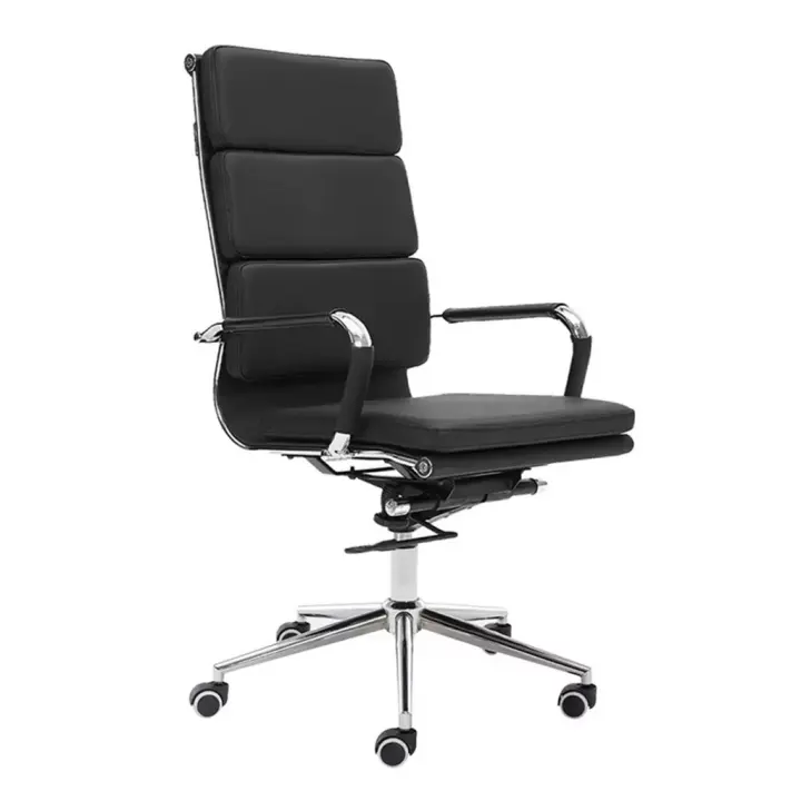 ORION91 Silla Director Respaldo Alto Acolchado Piel Sintética Color Negro 🖤 Estructura Cromo 56x65x108cm Oficina Profesional Teletrabajo – SpazioLuzio - 1