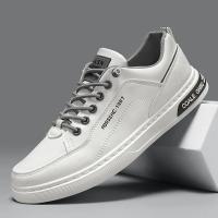 Zapatos Casuales Para Hombre Blancos Transpirables Moda Tenis Andar Conducir Patineta Plataforma Antideslizante Cuero Artificial - details 3