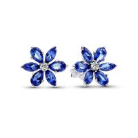 Pendientes De Estilo Clásico Para Mujer Platinados En Plata 925 Con Flor Azul Y Piedra Preciosa Azul Accesorios De Joyería Finos DIY - details 6