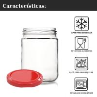 MundoTarros - 12 Tarros de Cristal de 250 ml con Tapa de metal de Rosca Hermética + Ebook de 102 Recetas - Tarritos para Postres, Mermelada, yogur, salsas - Incluye Etiquetas - details 1