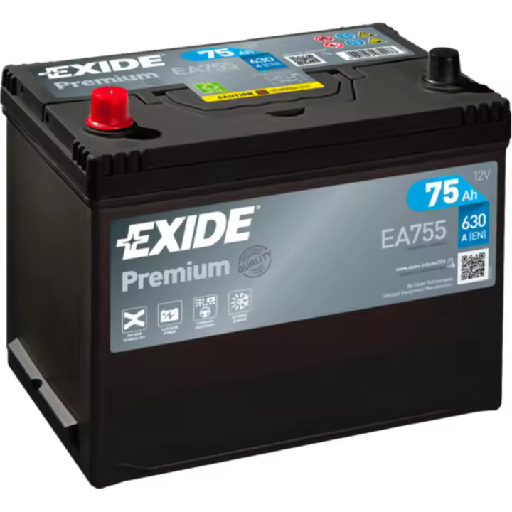 Batería de coche Exide EA755 Premium. 12V - 75Ah/630A (EN) Caja D26 - 1