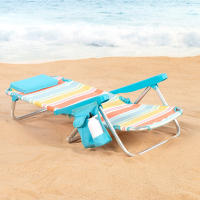 Aktive - Pack 2 sillas playa plegables aluminio 5 posiciones con cojín, 48x47x74 cm, bolsillos lateral y trasero, asas tipo mochila, ligeras y reclinables, diseño a rayas multicolor, camping, jardín, modelo santorini - details 2