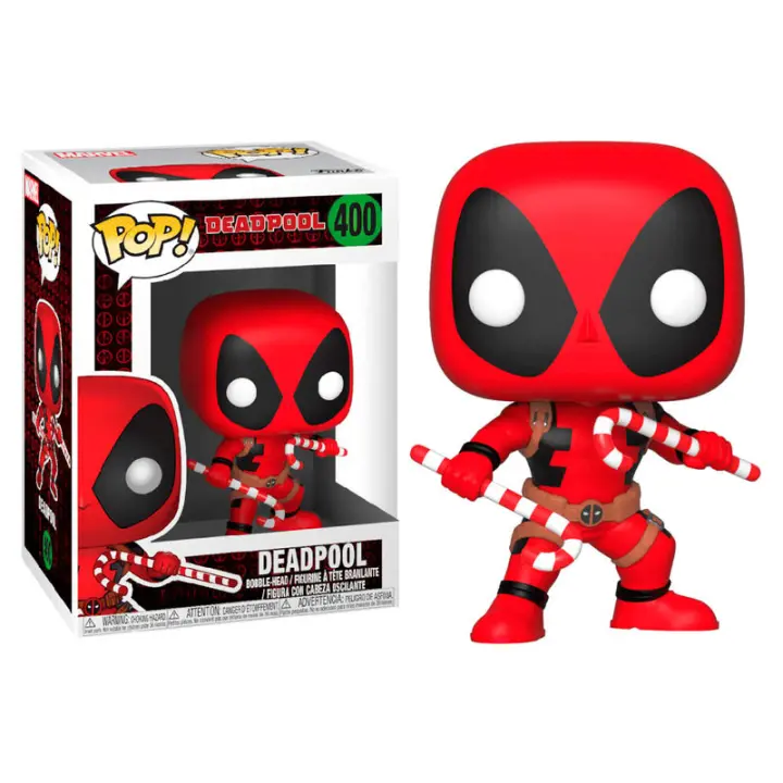 Figura Pop Marvel Holiday Deadpool With Candy Canes-Figura de Vinilo Coleccionable - Idea de Regalo- Mercancia Oficial - Juguetes para Niños y Adultos - Movies Fans - Muñeco para Coleccionistas y Exposición - 1