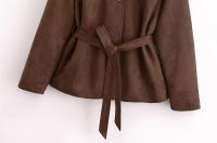 Chaqueta De Mujer TRZA De Seda Falsa Con Manga Larga Cierre Frontal Estilo Casual Outerwear Chic Tops Moda Otoño/Invierno - details 5