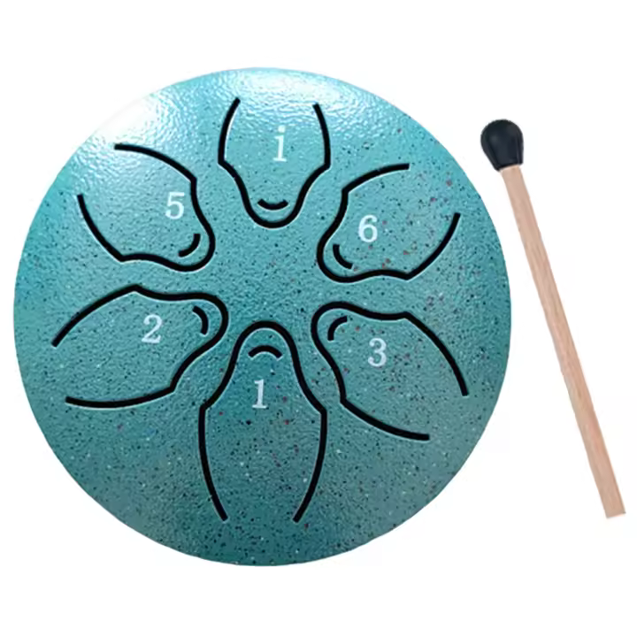 Steel Tongue Drum De 3 Pulgadas Con 6 Notas Instrumento De Percusión Mini Handpan Para Meditación Yoga Color Negro Marrón Rojo Azul - 1