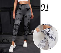 Pantalones De Yoga Para Mujer De Cintura Alta Control De Abdomen Push up Leggings De Talla Grande Talla Pequeña Talla Media Sin Costuras Tie Dye Bleach Fitness Gimnasio Deportes Pantalones - details 2