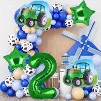 5 globos de tractor, globo de aluminio Mylar con número de cumpleaños de tractor verde, tema de granja, suministros para fiesta de cumpleaños número 2, decoración - details 2