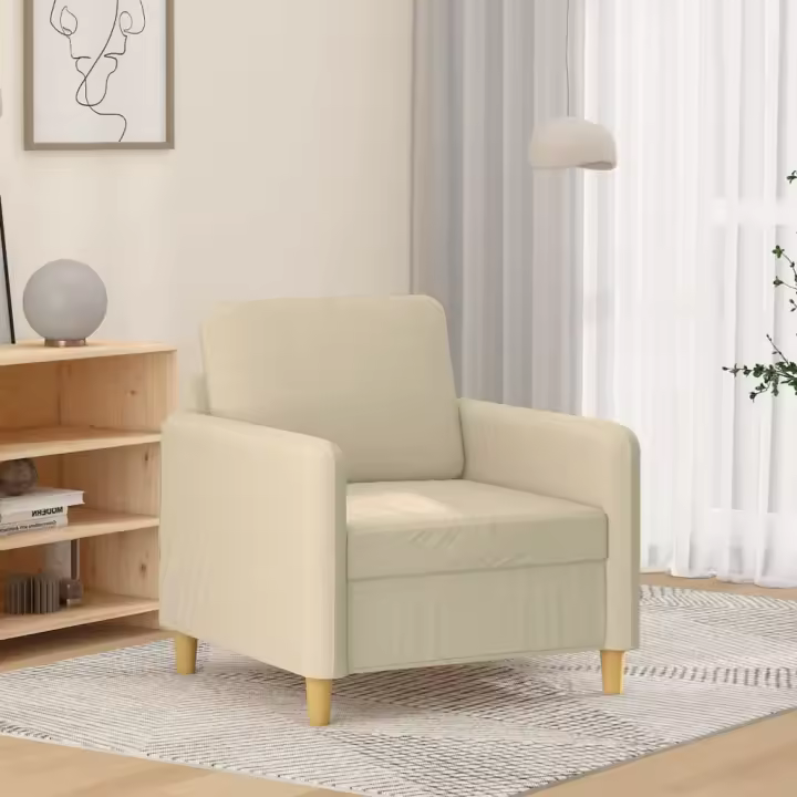 vidaXL Sillón de tela color crema 60 cm - 1