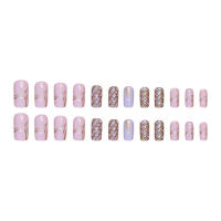 Uñas Postizas Francesas Largas Cuadradas 24 Piezas Con Verja De Trigo +1 Pegamento +1 Linterna De Uñas Material De Resina - details 4