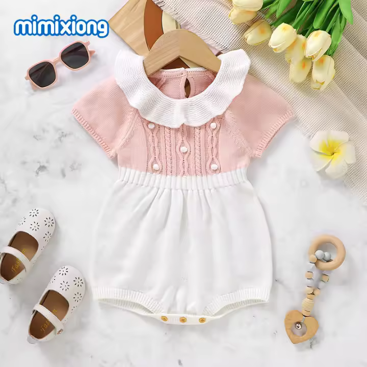 Body de DOT de Algodón para Bebe, mono de manga Corte para Niña, ropa de Verano para Niño recién nacido de 0 a 18M, Monos con volantes a la moda - 1