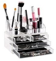 Organizador de Joyas y Maquillaje 3 en 1,Joyero grande, Organizador de Cosméticos con 2 Cajones y Múltiples Compartimentos,  Caja Organizador de Maquillaje y Jollas apilable con 3 plantas - details 2