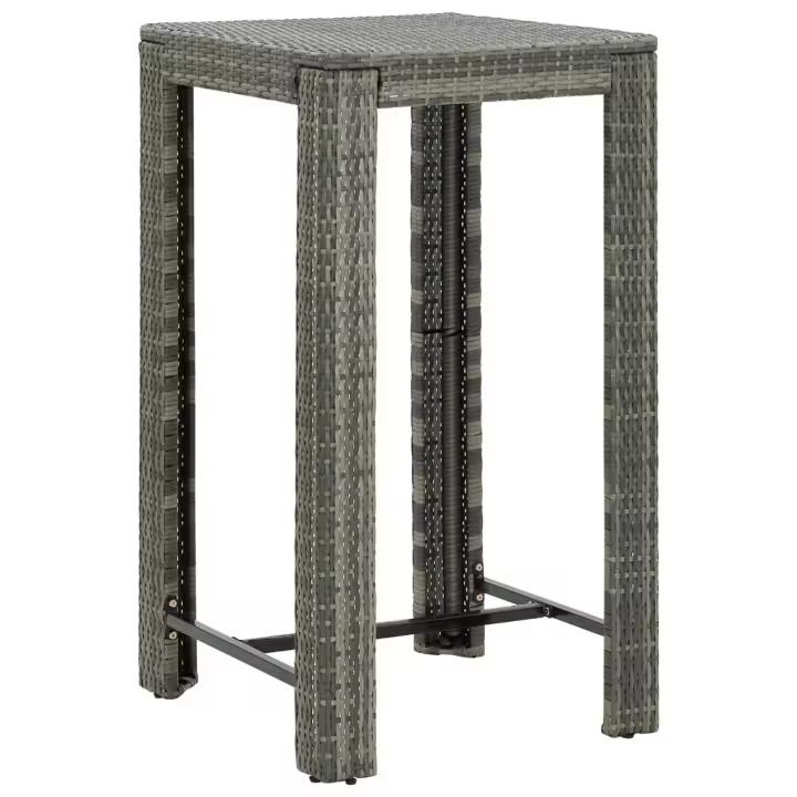 Mesa alta para jardín ratán sintético gris 60,5x60,5x110,5 cm - 1