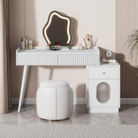Juego de tocador Blanco para Dormitory with Tres amplios bolsitos y una Puerta-Dimensiones: A100/H75/D40 cm (sin taburete) - details 0