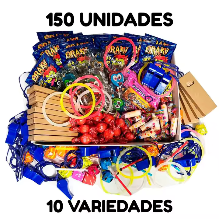 Deliex Delicias de Extremadura. Surtido 150 Chuches y juguetes para rellenos piñatas y cumpleaños. Sin Alérgenos Bolsas de Cumpleaños, Fiestas, Navidad, Halloween - 1