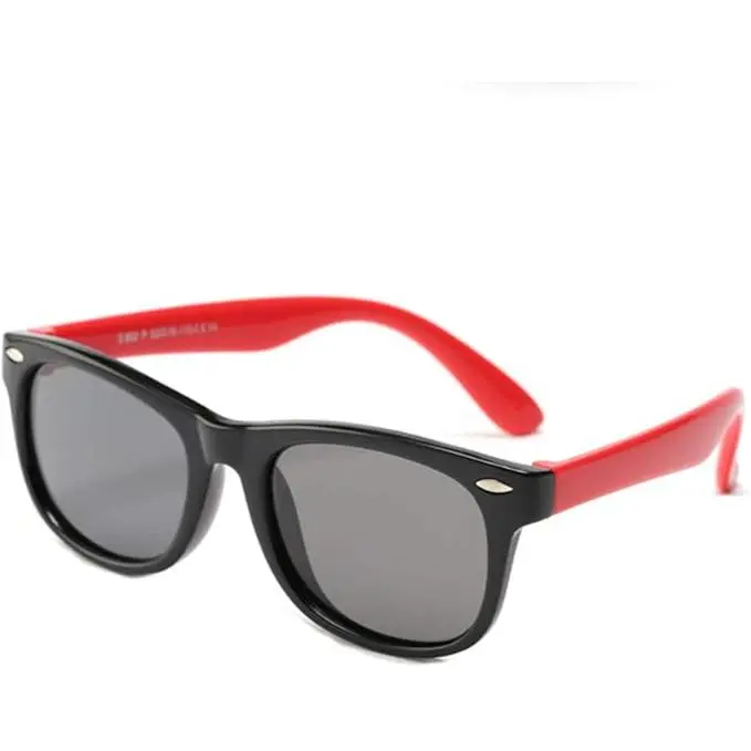 1 pieza de gafas de sol polarizadas para niños con marco flexible para niñas y niños de 3 a 10 años, color negro y rojo - 1