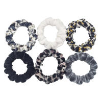 6pcs Scrunchies De Veludo Para Mujer Accesorios De Cabello De Alta Calidad Con Estampado De Leopardo Cinta Elástica Para Moño - details 4