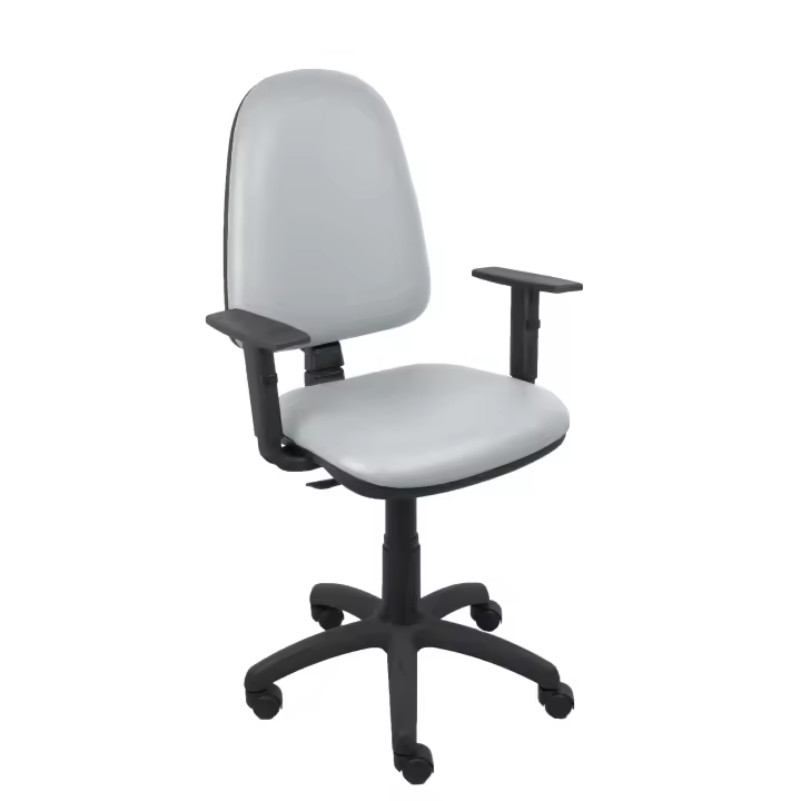 Silla de Oficina Ergonómica Piqueras Y Crespo con Brazos Regulables y Respaldo Tapizado en Similpiel Gris Claro - 1