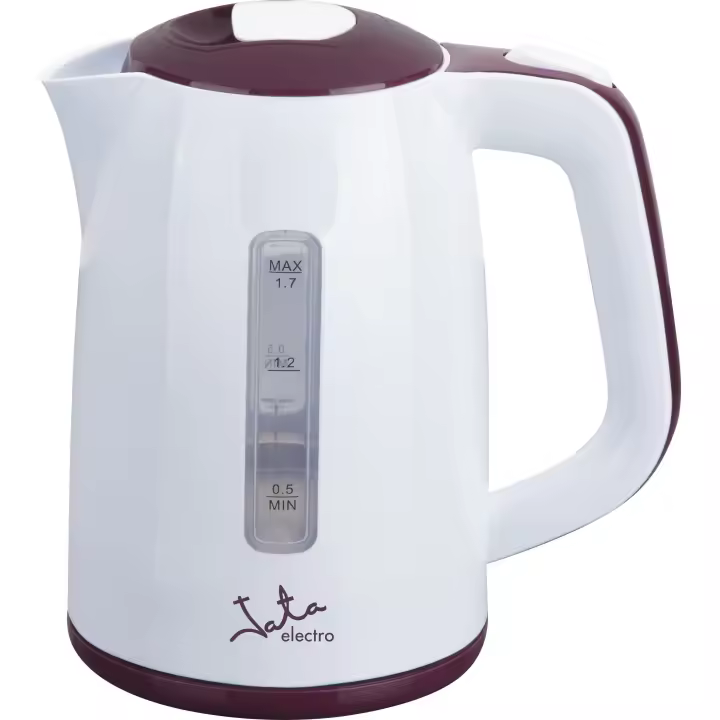Jata Hervidor de Agua Eléctrico Capacidad 1,7 l Fácil Limpieza Resistencia Oculta Placa Calefactora de Acero Inoxidable Base Giratoria Tapa Abatible 2000 w, Color Blanco - HA717 - 1