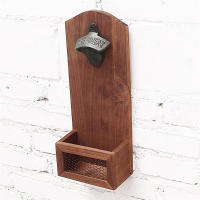 Abrepuertas De Madera Para Cervecilla Y Vino Con Cather Para Botellas Vintage Para Cocina Fiesta Barra Montado En La Pared - details 6