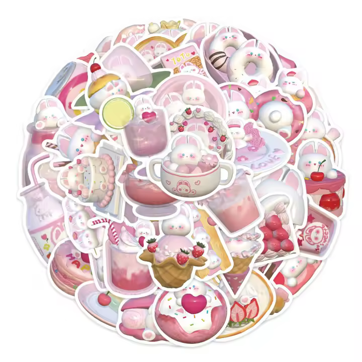 50PCS Pegatinas De Conejo Cartoon Lindo Y Creativo Para Escritorio Guitarra Computadora Resistentes Al Agua Tamaño 3-10CM - 1
