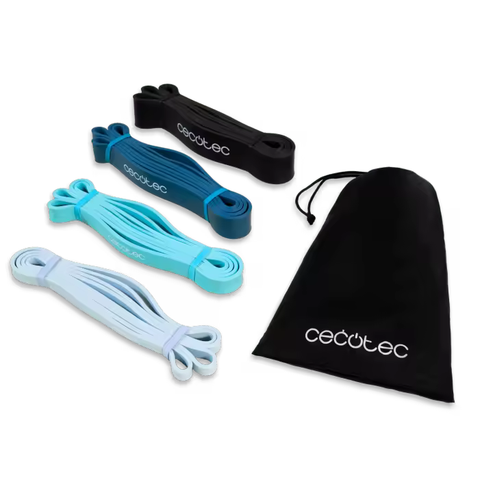 Cintas elásticas DrumFit Power Band Set de 4 niveles de resistencia 15 Kg a 60 Kg con bolsa de transporte - 1