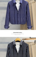 Camisa Hombre Verano 2024 Manga Larga Cuello En Pointe Estilo Slim Fit Rayada Negra Y Blanca Antideslizante No Hierro Resistente a Arrugas Para Negocios - details 14