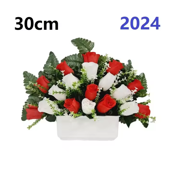Centro de Flores para Cementerio Gerimport - Ramos de Flores para Todos los Santos - Flores Artificiales de Tela - Ancho 30cm - Alto 30cm - Personalizar Color y Medida - Contacto Directo con Nosotros - 1