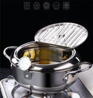 Olla De Freír Profunda Japonesa Con Termómetro Y Tapa Acero Inoxidable 304 Para Cocina Tempura Tamaño 20-24 Cm - details 3
