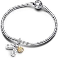 Charm Colgante triple Pandora 763436 C01 Amistad, Viene con un regalo completo embalaje de Caja de. - details 1