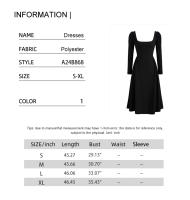 Vestido De Mujer Con Cuello Cuadrado Y Manga Larga Elegante Y Casual Color Sólido Poliéster Vestido Midi A-Line Para Oficina Y Viaje - details 0