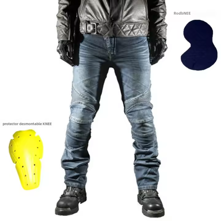 Clásicos Jeans De Motocicleta Negros Y Azules Con Protección De Rodilla Y Cadera Pantalones De Carreras Motocross Para Motorbike Ciclismo Protección Contra Choques - 1