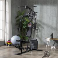 HOMCOM Multiestación Máquina de Musculación con Estribo para Piernas Placas de Peso de 45 kg Carga Max. 110 kg para Entrenamiento Fitness en Hogar Gimnasio 135x103x200 cm Negro - details 1