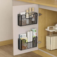 Almacenamiento Sin Perforar Para Puerta De Armario De Cocina Estante De Hierro Pared Montado Caja De Plástico Para Envoltura De Baño Refrigerador - details 3