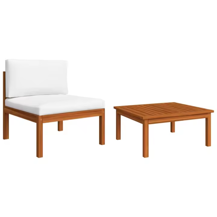 Muebles de Jardín 2 piezas con muebles de madera maciza de Acacia - 1