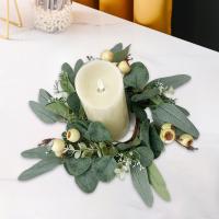 Corona De Velas De Simulación Para Mesa De Salón Y Comedor Decoración De Fiesta En Torno a La Velas Accesorio De Mesa De Centro De Eucalipto Artificial - details 3