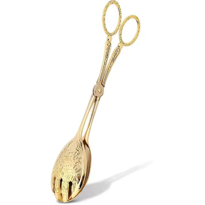 Pinzas de cocina de metal, pinzas para cocinar, pinzas para barbacoa, pinzas para servir ensaladas, pinzas para azúcar, pinzas doradas para servir alimentos, pinzas para cocinar, pinzas para ensaladas, pinzas para cubitos de hielo. - 1