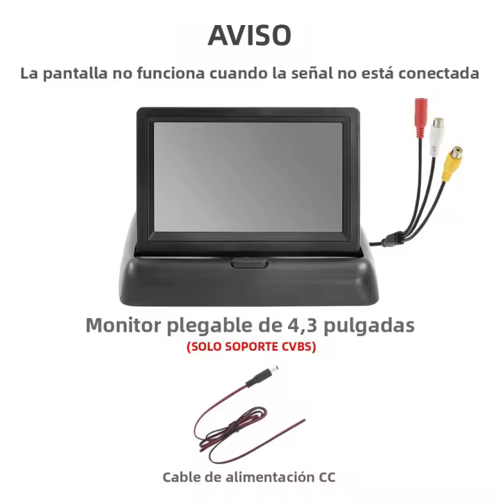 Monitor De Coche KTYDKP Plegable Con Entrada De Video Bidireccional Para Cámara De Retrovisora De Parqueo Y Reversa Pantalla De 4.3 Pulgadas - 1