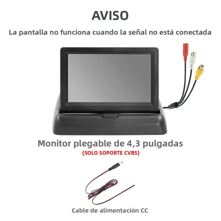 Monitor De Coche KTYDKP Plegable Con Entrada De Video Bidireccional Para Cámara De Retrovisora De Parqueo Y Reversa Pantalla De 4.3 Pulgadas - 1