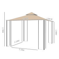 Weatherproof Carpa de fiesta de 3x3m with 4 estantes, de metal y poliéster, adecuada para fiestas y eventos en El Jardín de color beige - details 4