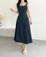 Vestido Largo De Hombros Sin Mangas Estilo Francés Vintage Para Mujer REALEFT Verano 2025 Vestido A-Line Recto Casual De Cuello Cuadrado Midi Zipper - details 17