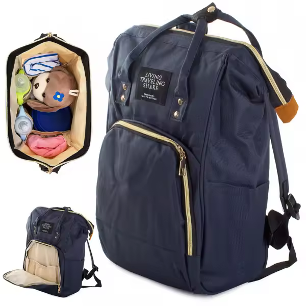 MOCHILA PAÑALERA con bolsillo TERMICO organizador de color azul marino marca VERK GROUP - 1