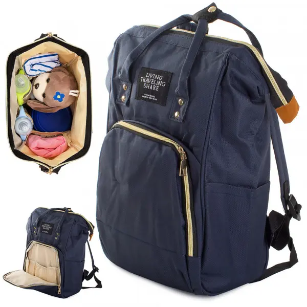 MOCHILA PAÑALERA con bolsillo TERMICO organizador de color azul marino marca VERK GROUP - 1