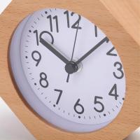 Wooden Analog Alarm Clock, Small LED Non-Ticking Quiet with Arabic Numerals Wake Up Light Night Snooze Function Battery Operated Easy to Set for Kids Men Women - details 1