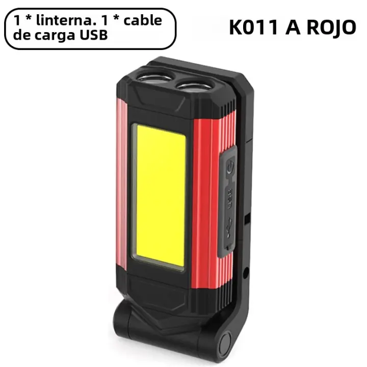 Linterna De Trabajo COB LED Recargable USB Con Batería 18650 Luz Portátil Para Camping Impermeable Con Imán 4000mAh Fuente De Iluminación Mixta Distancia De Iluminación 50-100 M - 1