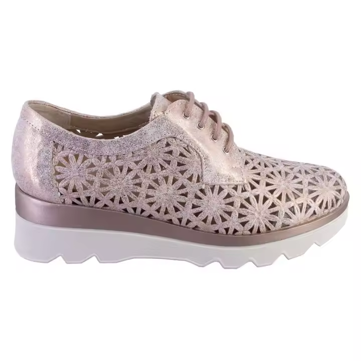 PITILLOS 5633 Zapatos con cordones de mujer nude PIEL troquelado 524 - 1