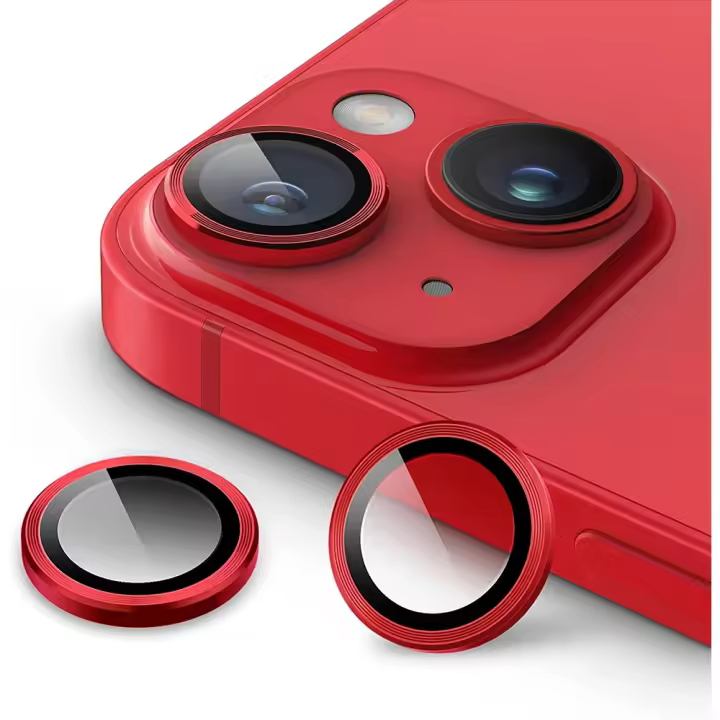 Protector De Lente De Cámara Para iPhone En Color Rojo Película Protectora De Metal Para Modelos pro Max 15 14 plus 13 ProMax 12 Mini 11 14 15 pro - 1