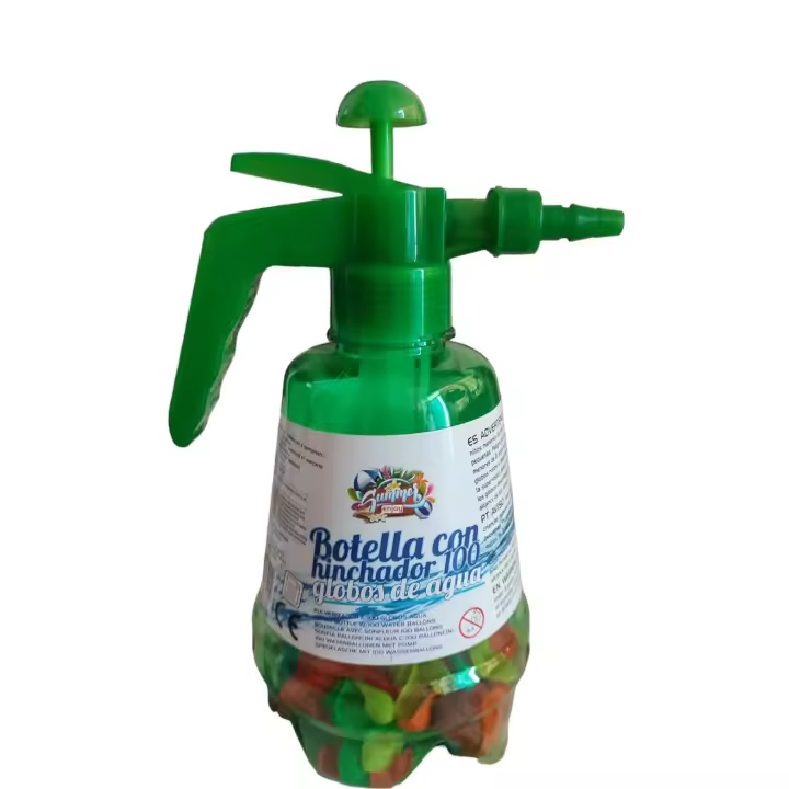BOTELLA CON HINCHADOR 100 GLOBOS DE AGUA - INFLADOR DE GLOBOS DE AGUA - PULVERIZADOR - 1