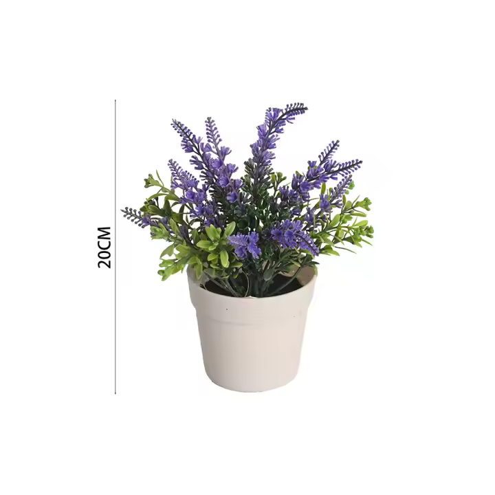 Poenia Arte Floral - Planta Lavanda Artificial en Maceta 20cm 2pcs - REF 631007 - Realista y Fácil Cuidado - 1