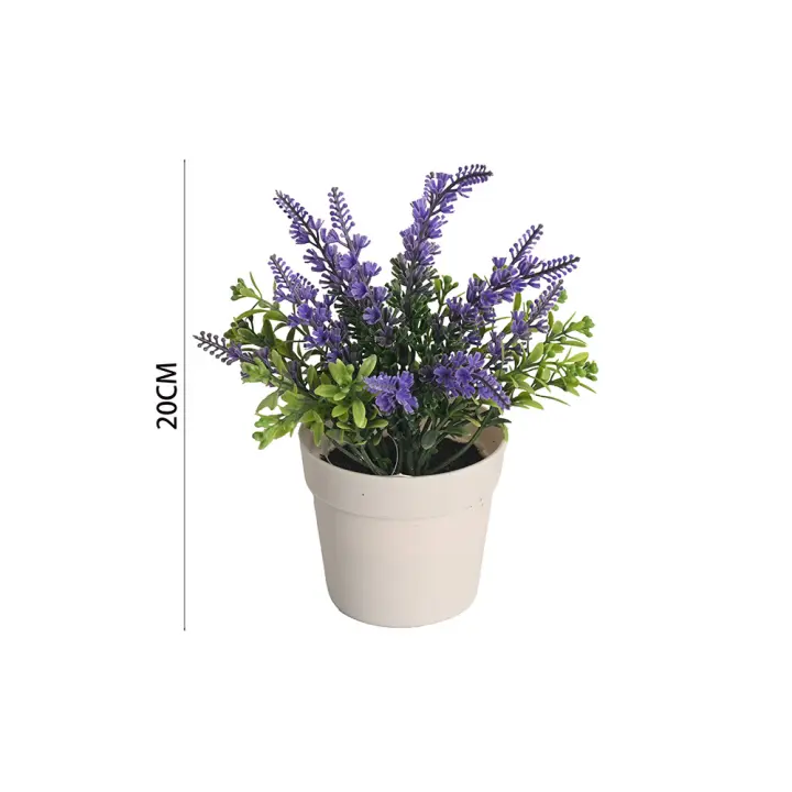 Poenia Arte Floral - Planta Lavanda Artificial en Maceta 20cm 2pcs - REF 631007 - Realista y Fácil Cuidado - 1