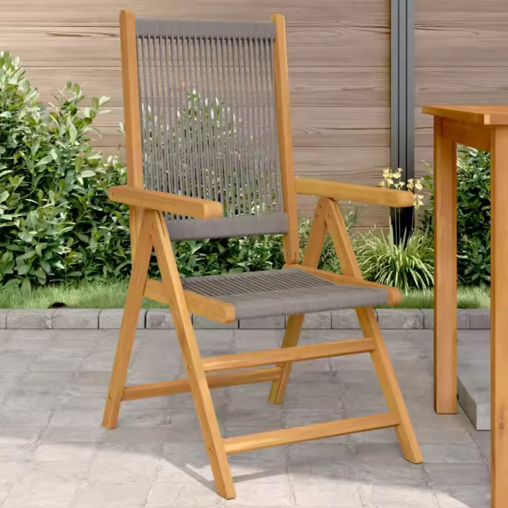 vidaXL Sillas de jardín 2 uds madera maciza acacia polipropileno gris - 1